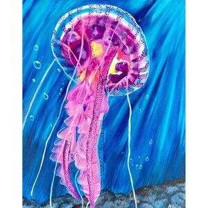 Jellyfish Painting Original Oil Painting 16 x 20 inches Marine Painting